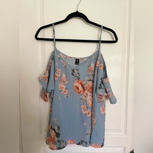 SHEIN 1XL floral cold shoulder blouse